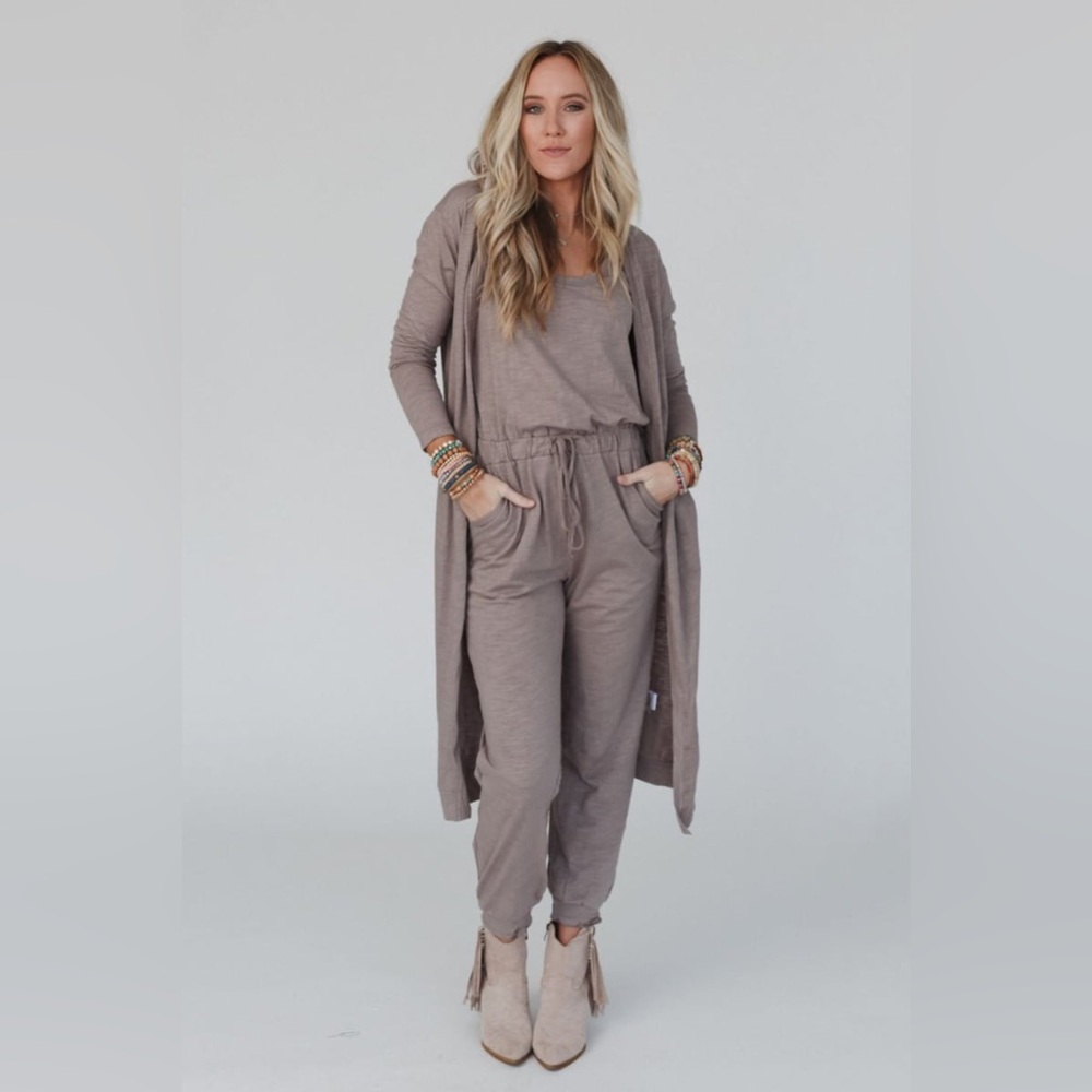 ✨NWOT Three Bird Nest Set To Go Jumpsuit & Cardigan Set